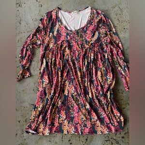 Haptics Floral Long Sleeve Lightweight Plus Size Flowy Dress Size 2XL